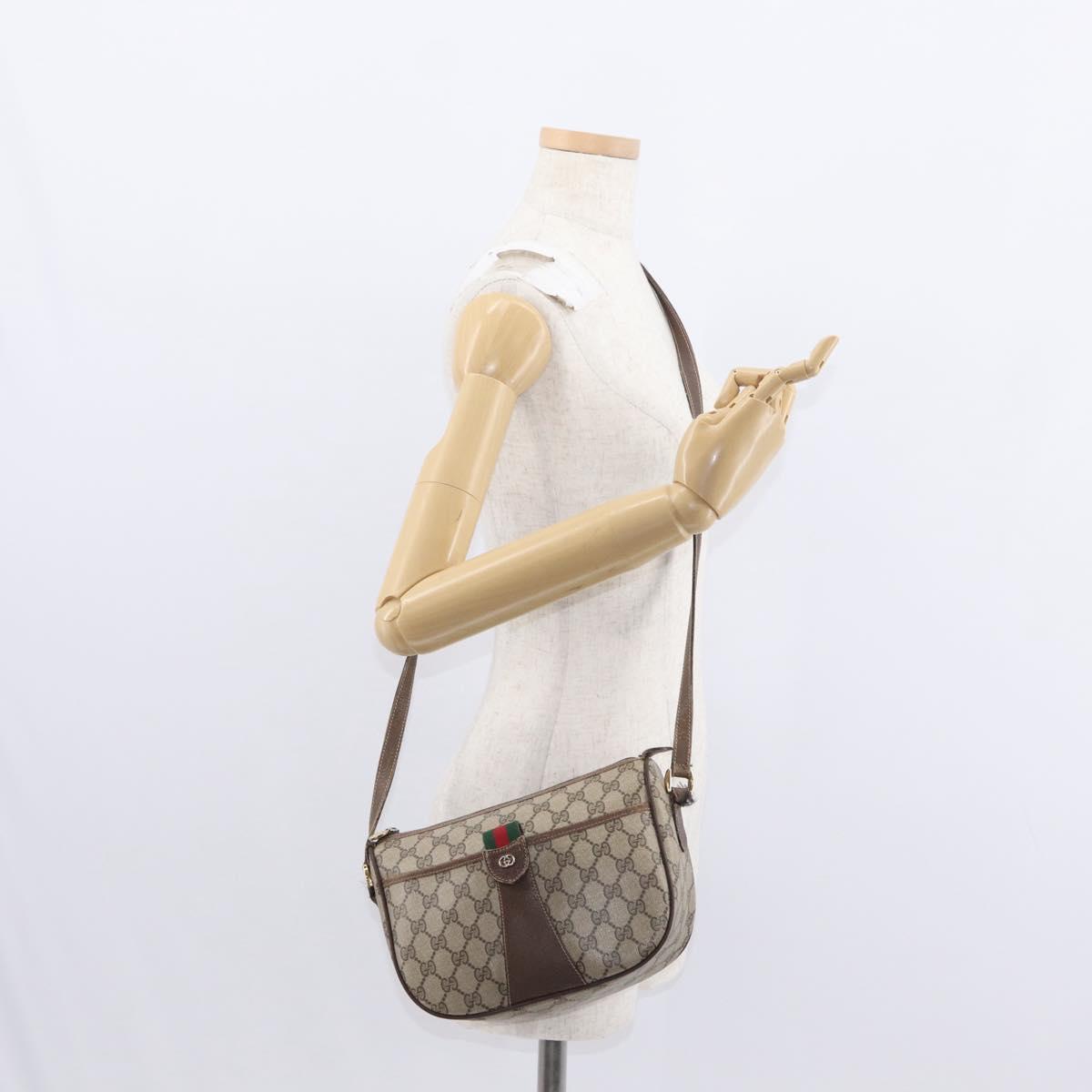 GUCCI GG Supreme Web Sherry Line Bag PVC Beige Gold 001 123 6177 4023 Auth ka184