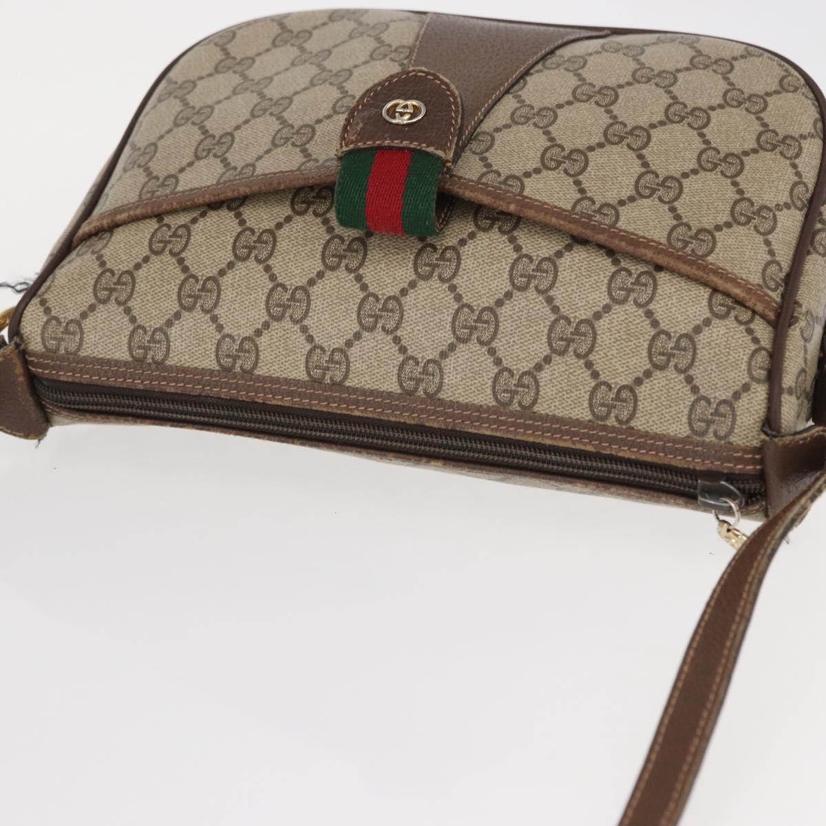 GUCCI GG Supreme Web Sherry Line Bag PVC Beige Gold 001 123 6177 4023 Auth ka184
