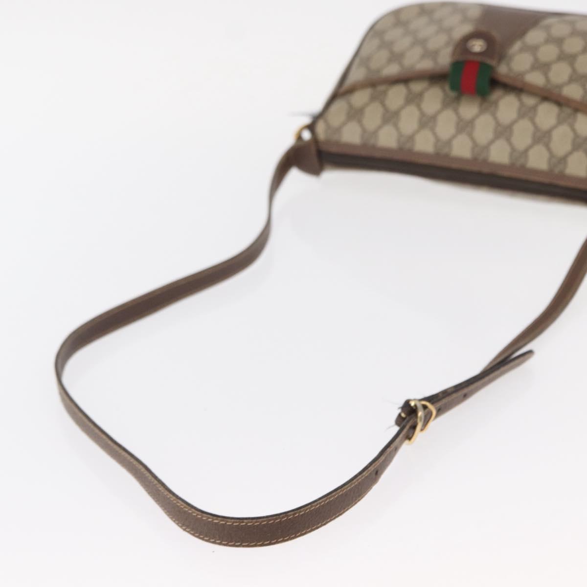 GUCCI GG Supreme Web Sherry Line Bag PVC Beige Gold 001 123 6177 4023 Auth ka184