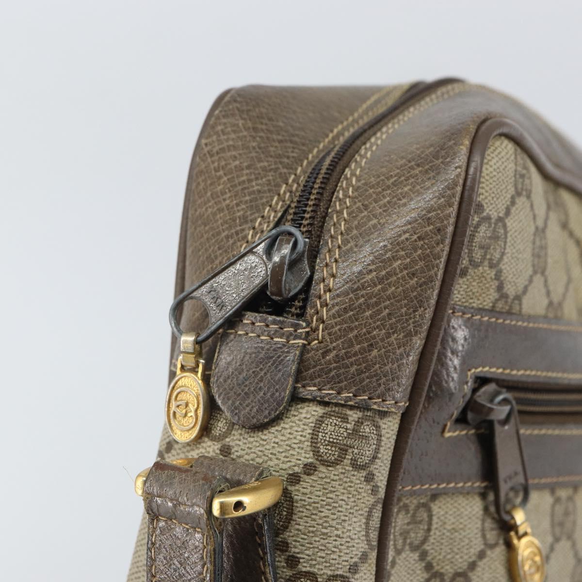 GUCCI GG Supreme Web Sherry Line Bag PVC Beige Gold 24 02 005 Auth ka1843