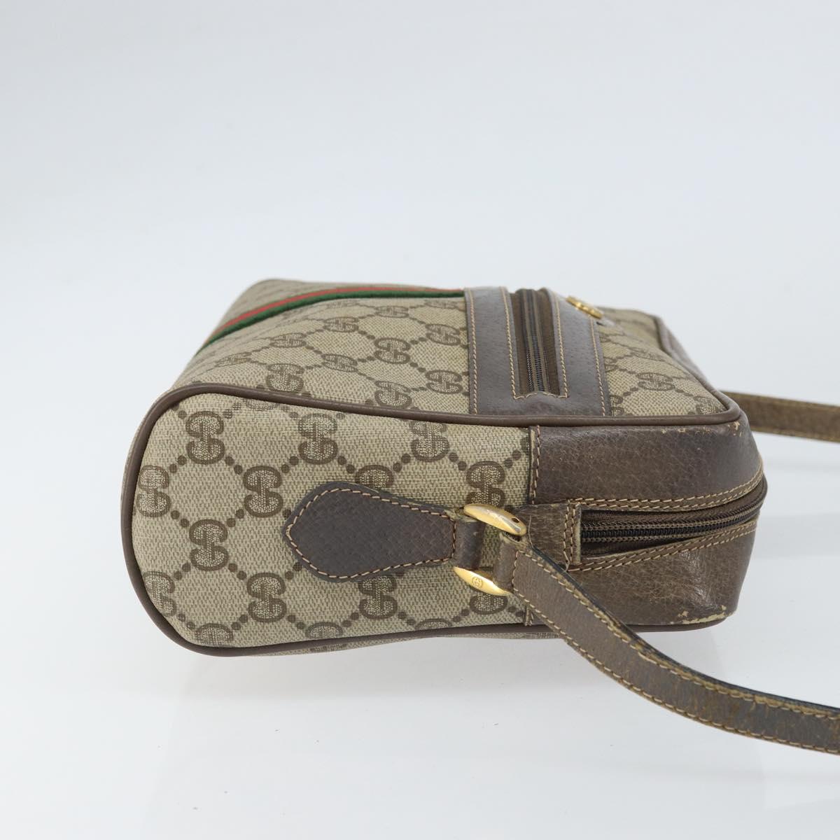 GUCCI GG Supreme Web Sherry Line Bag PVC Beige Gold 24 02 005 Auth ka1843