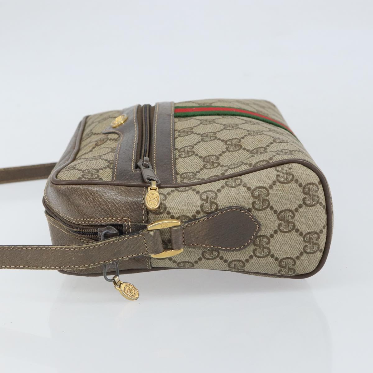 GUCCI GG Supreme Web Sherry Line Bag PVC Beige Gold 24 02 005 Auth ka1843