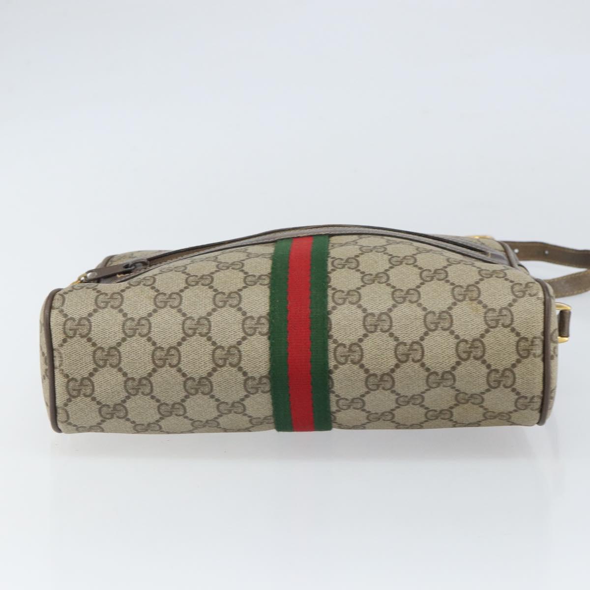 GUCCI GG Supreme Web Sherry Line Bag PVC Beige Gold 24 02 005 Auth ka1843