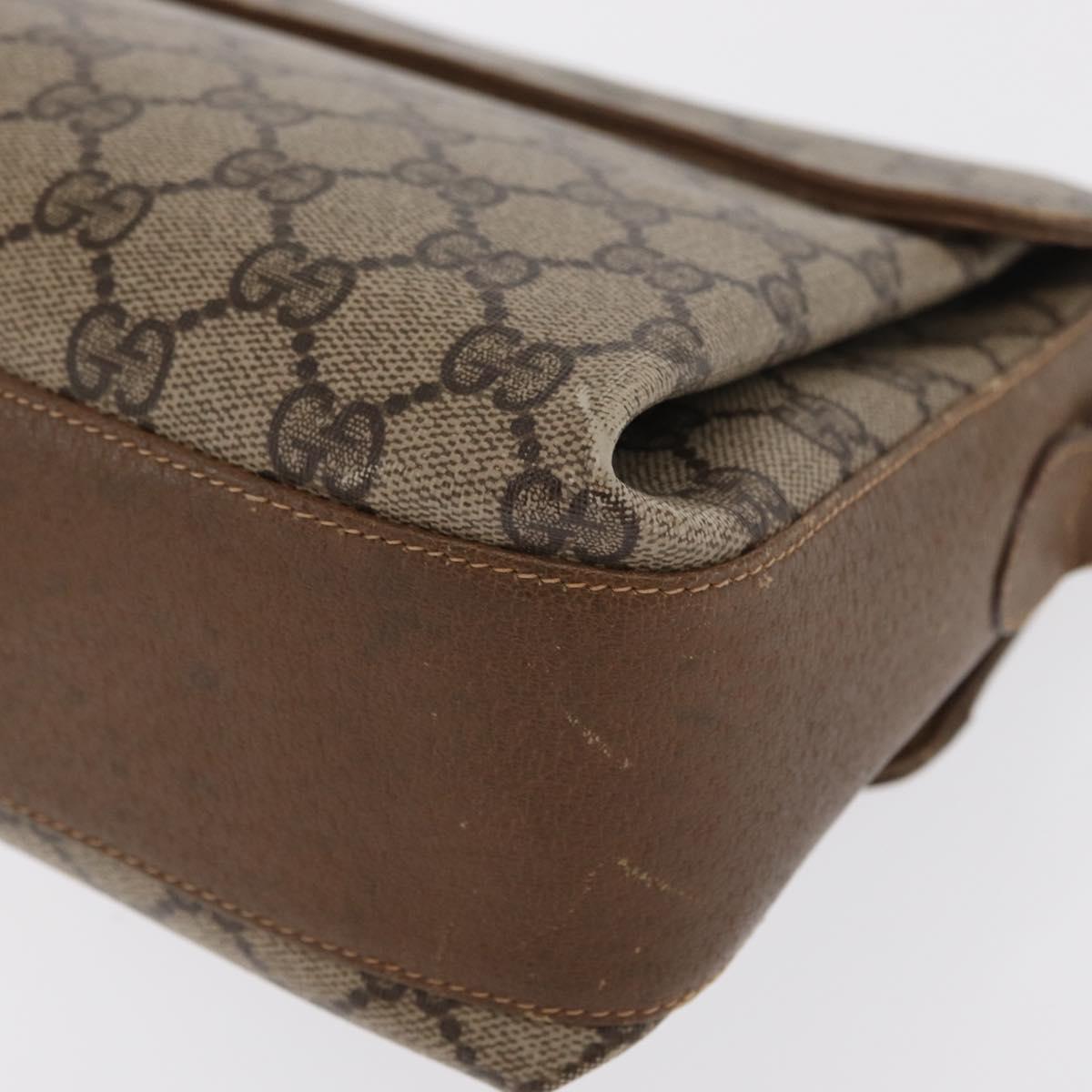 GUCCI GG Supreme Web Sherry Line Bag PVC Beige Gold 904 02 084 Auth ka1844