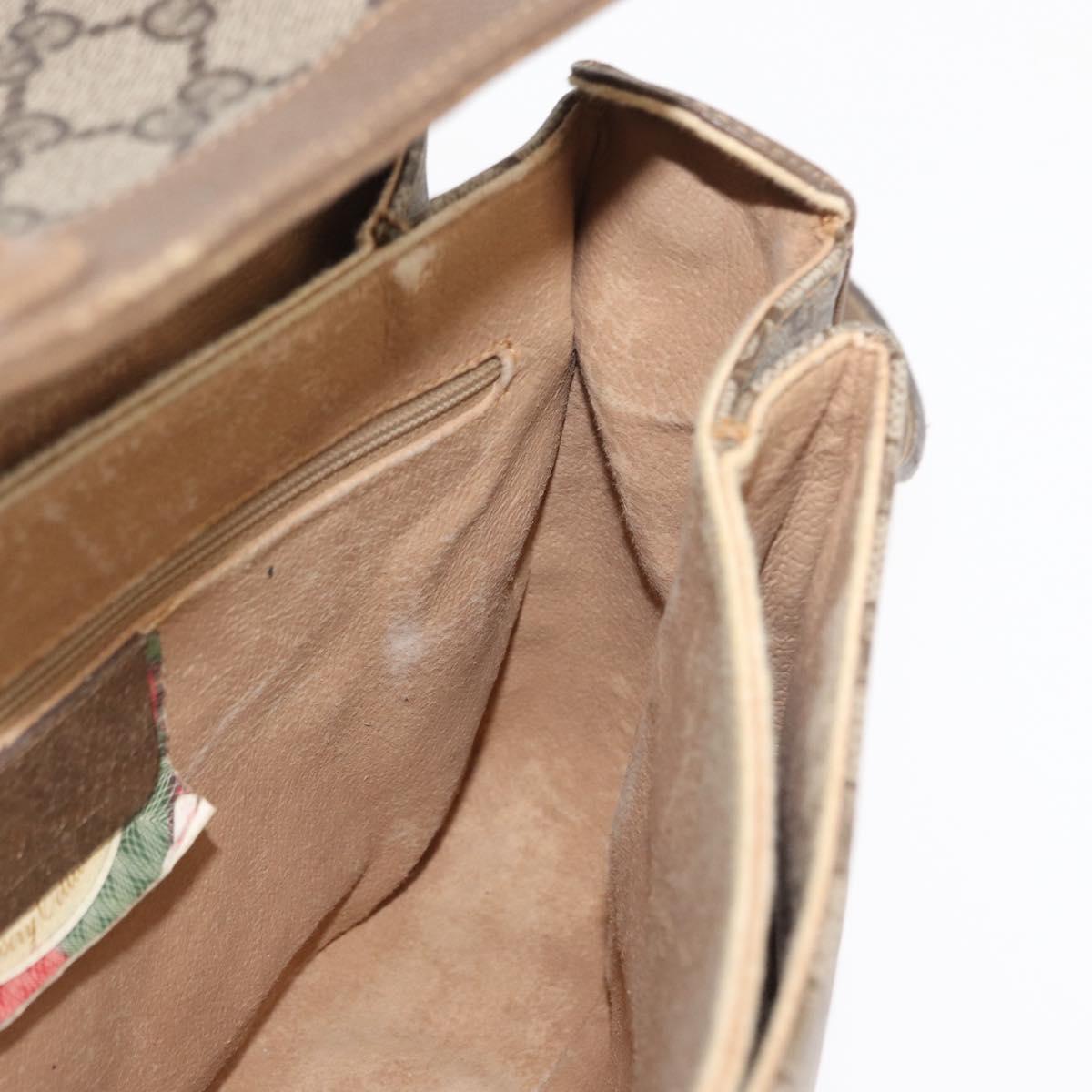 GUCCI GG Supreme Web Sherry Line Bag PVC Beige Gold 904 02 084 Auth ka1844