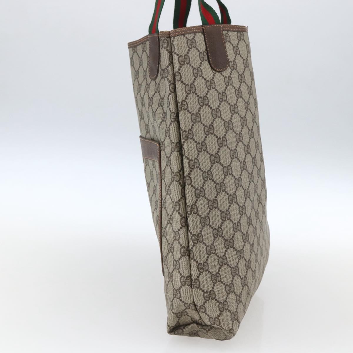 GUCCI GG Supreme Web Sherry Line Tote Bag PVC Beige Red 89 02 003 Auth ka1847A