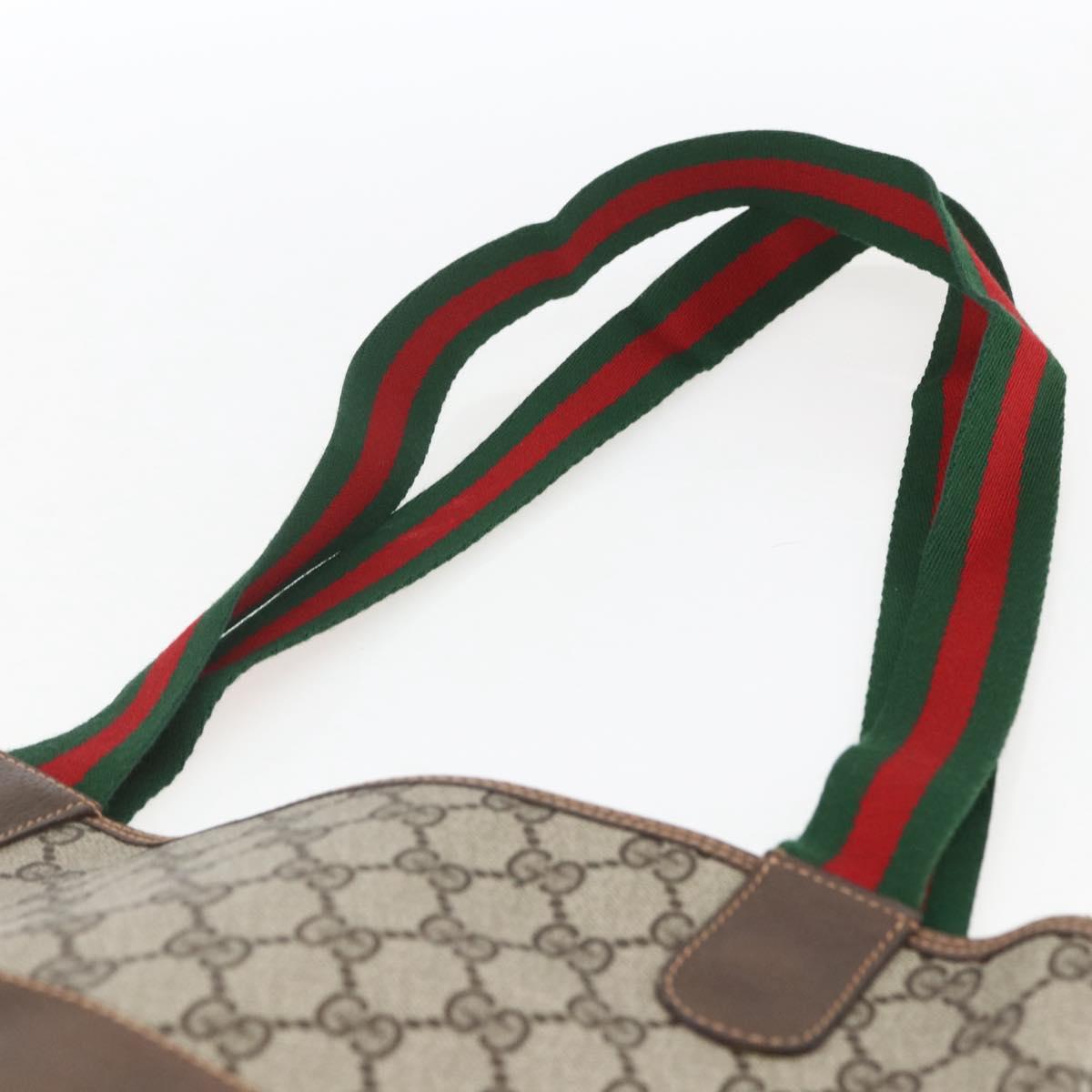 GUCCI GG Supreme Web Sherry Line Tote Bag PVC Beige Red 89 02 003 Auth ka1847A