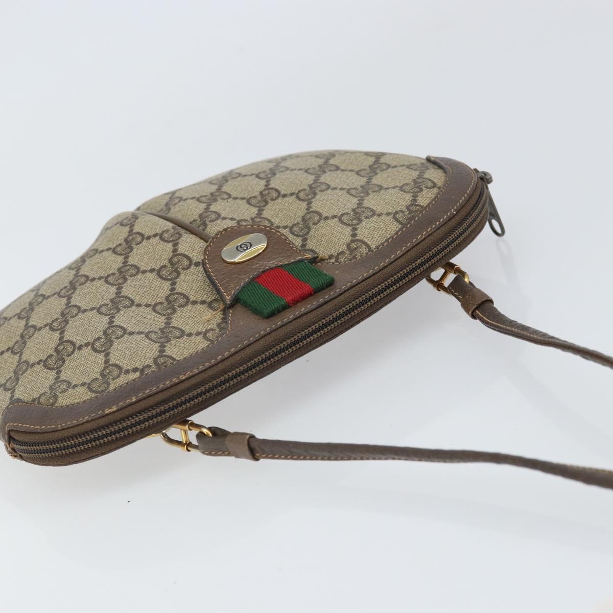 GUCCI GG Supreme Web Sherry Line Bag PVC Beige Gold 904 02 047 Auth ka1848