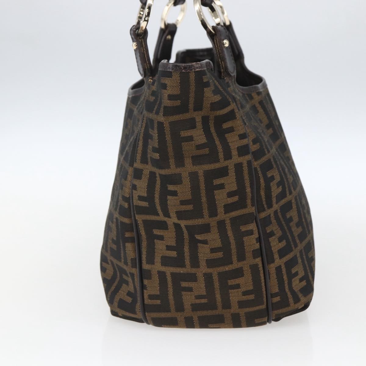 FENDI Zucca Canvas Tote Bag Black Brown Auth ka1849