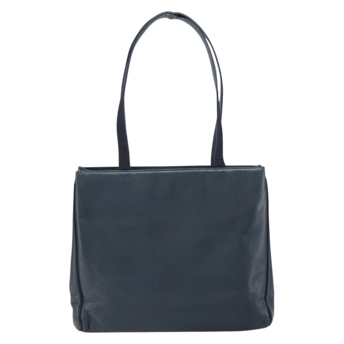 Salvatore Ferragamo Vala Tote Bag Leather Blue Gold Auth ka1850