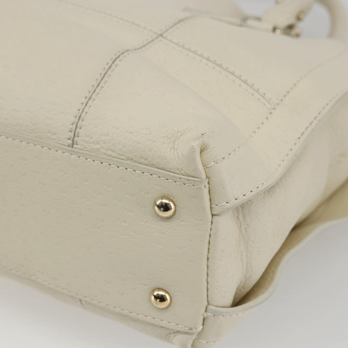 Salvatore Ferragamo Hand Bag Leather White Gold Auth ka1856