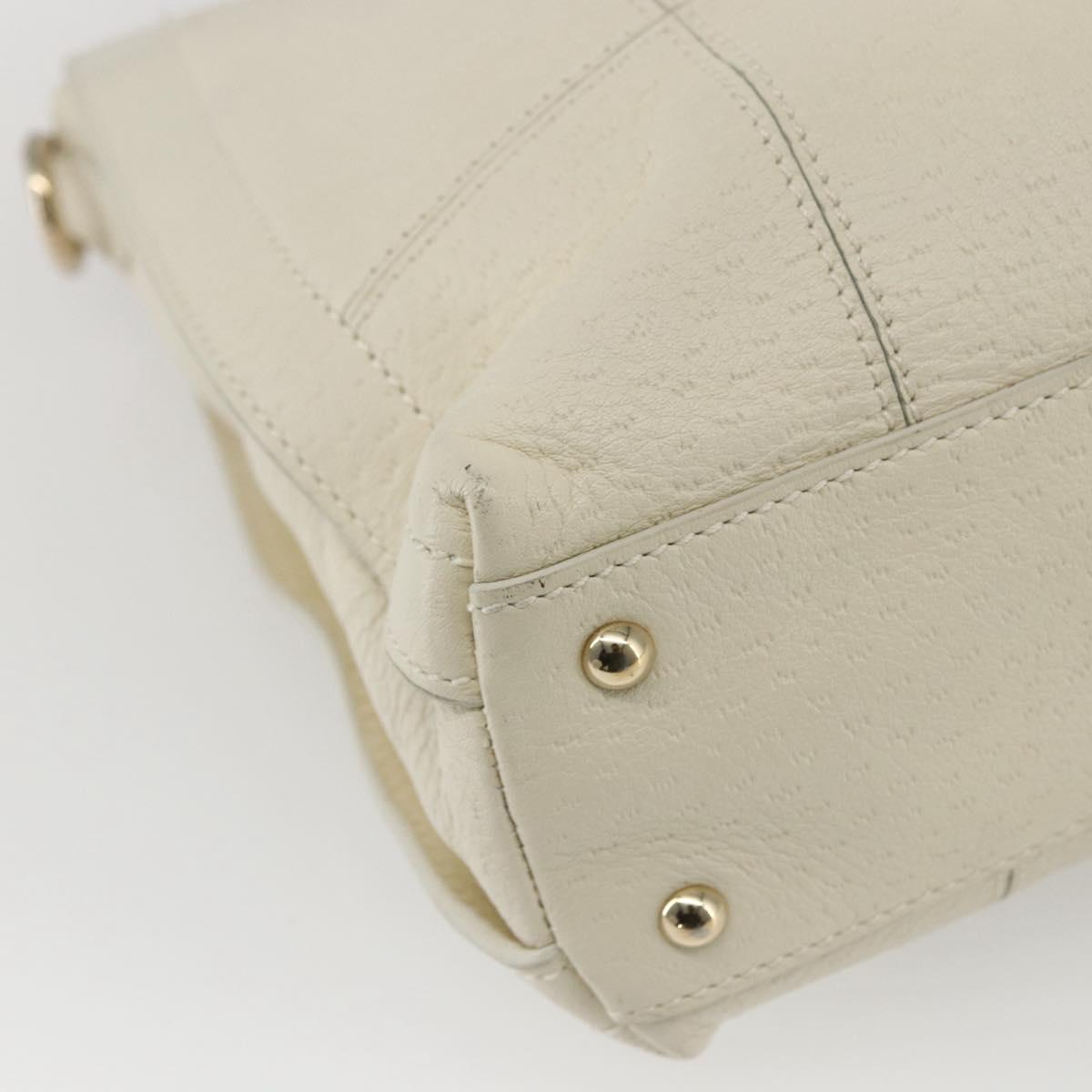 Salvatore Ferragamo Hand Bag Leather White Gold Auth ka1856