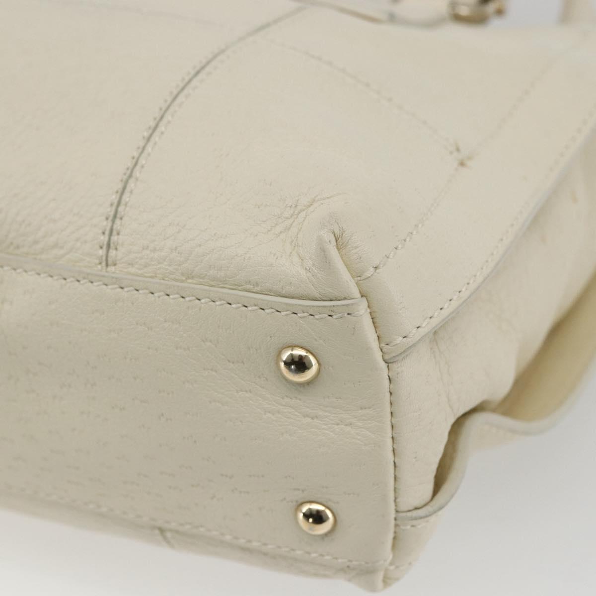 Salvatore Ferragamo Hand Bag Leather White Gold Auth ka1856