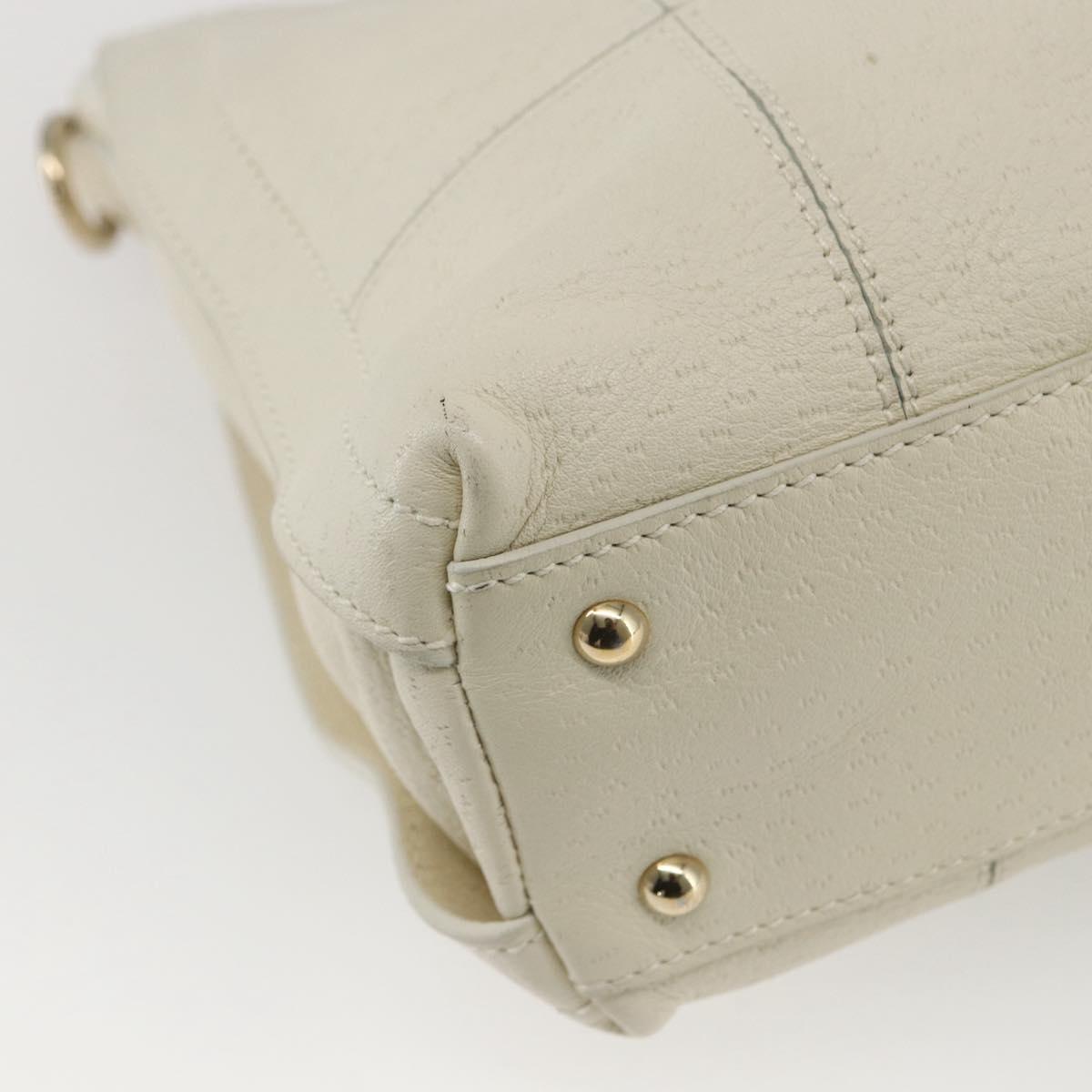 Salvatore Ferragamo Hand Bag Leather White Gold Auth ka1856