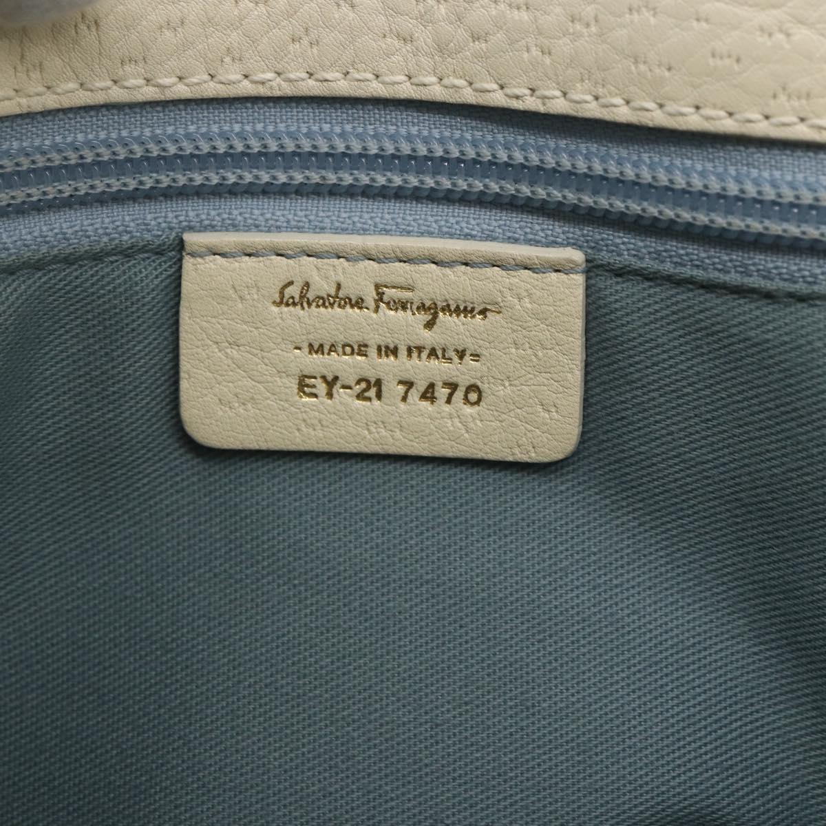 Salvatore Ferragamo Hand Bag Leather White Gold Auth ka1856