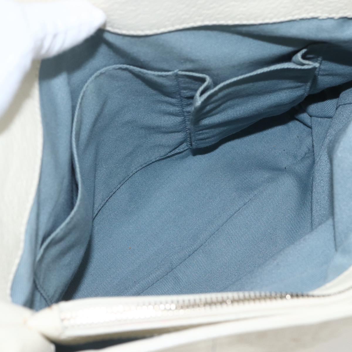 Salvatore Ferragamo Hand Bag Leather White Gold Auth ka1856