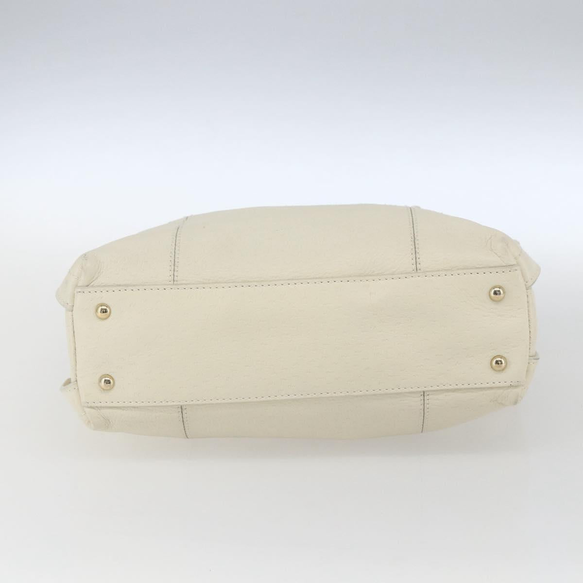 Salvatore Ferragamo Hand Bag Leather White Gold Auth ka1856