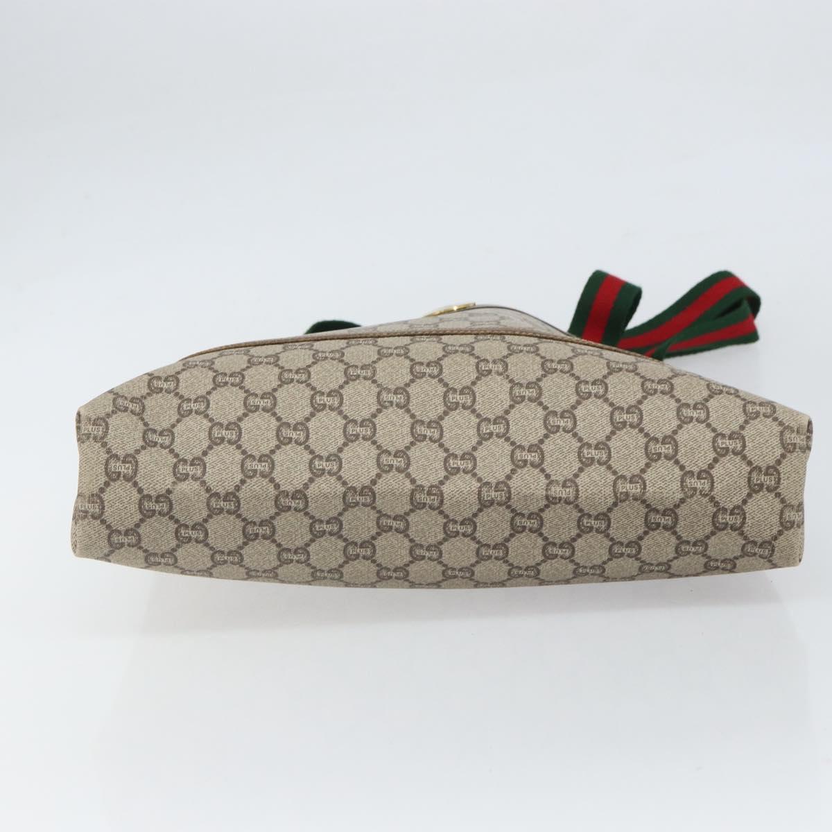 GUCCI GG Plus Supreme Web Sherry Line Tote Bag PVC Beige Gold Auth ka1861
