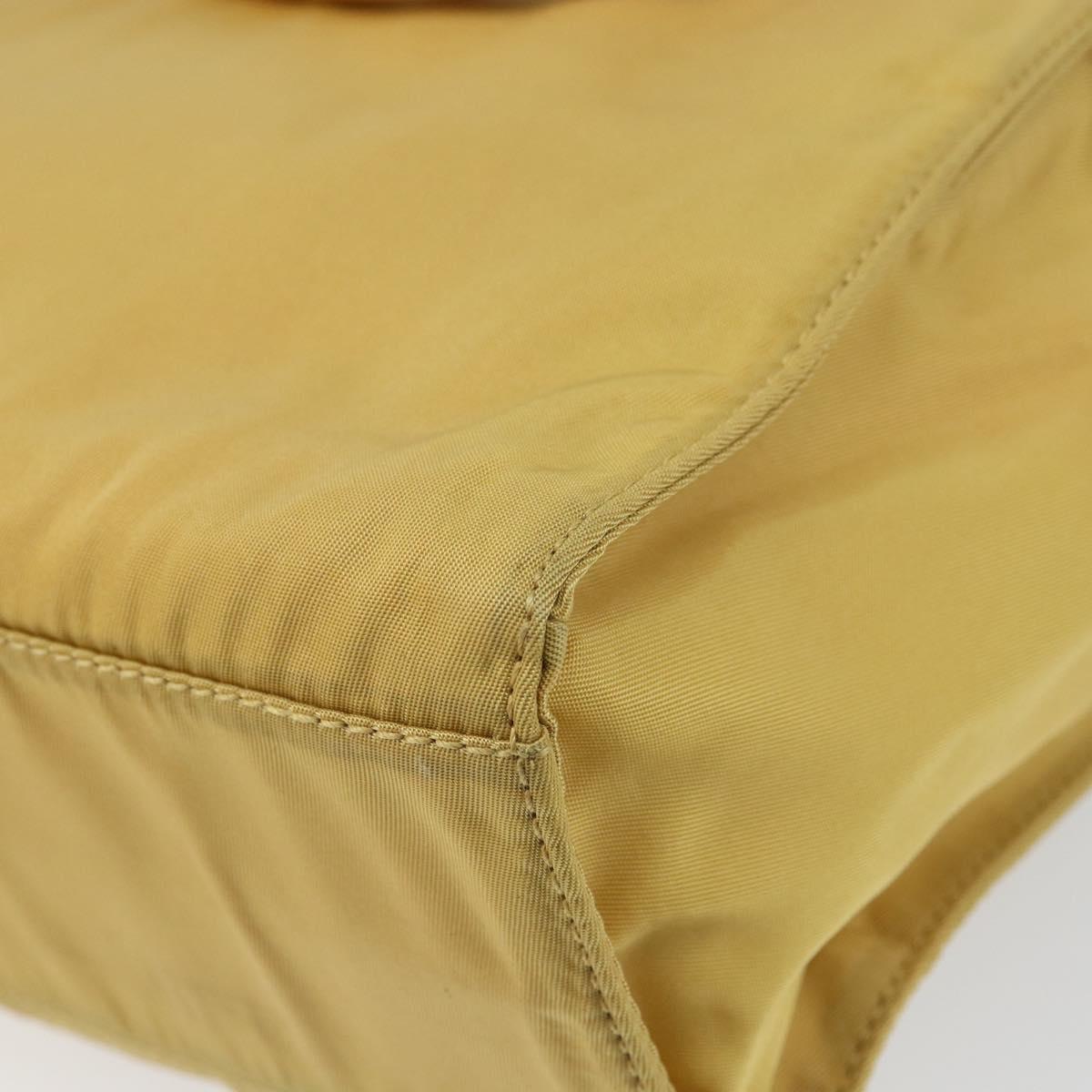PRADA Hand Bag Nylon Yellow Gold Auth ka1864