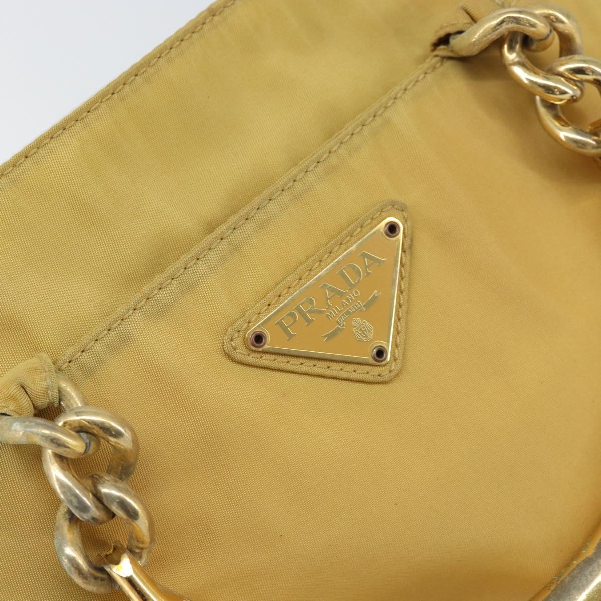 PRADA Hand Bag Nylon Yellow Gold Auth ka1864