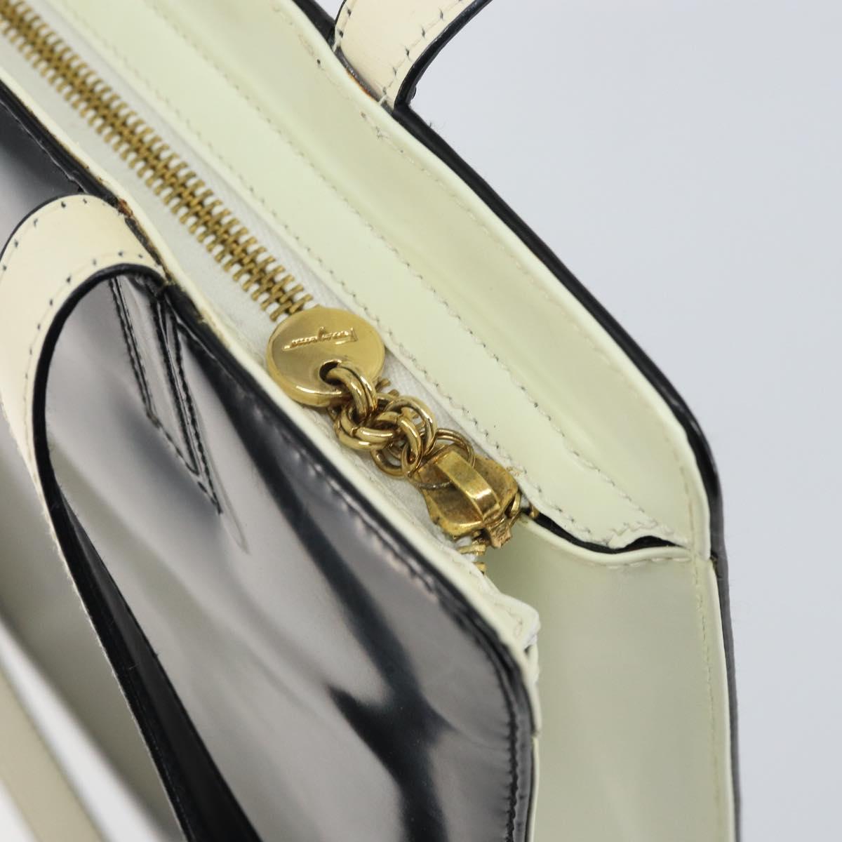 Salvatore Ferragamo Gancini Tote Bag Patent leather Black Gold Auth ka1865