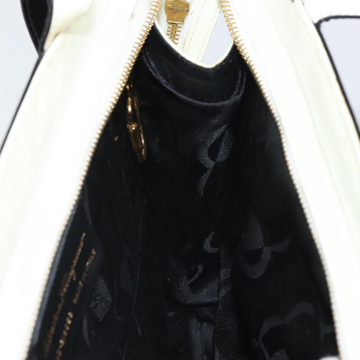 Salvatore Ferragamo Gancini Tote Bag Patent leather Black Gold Auth ka1865