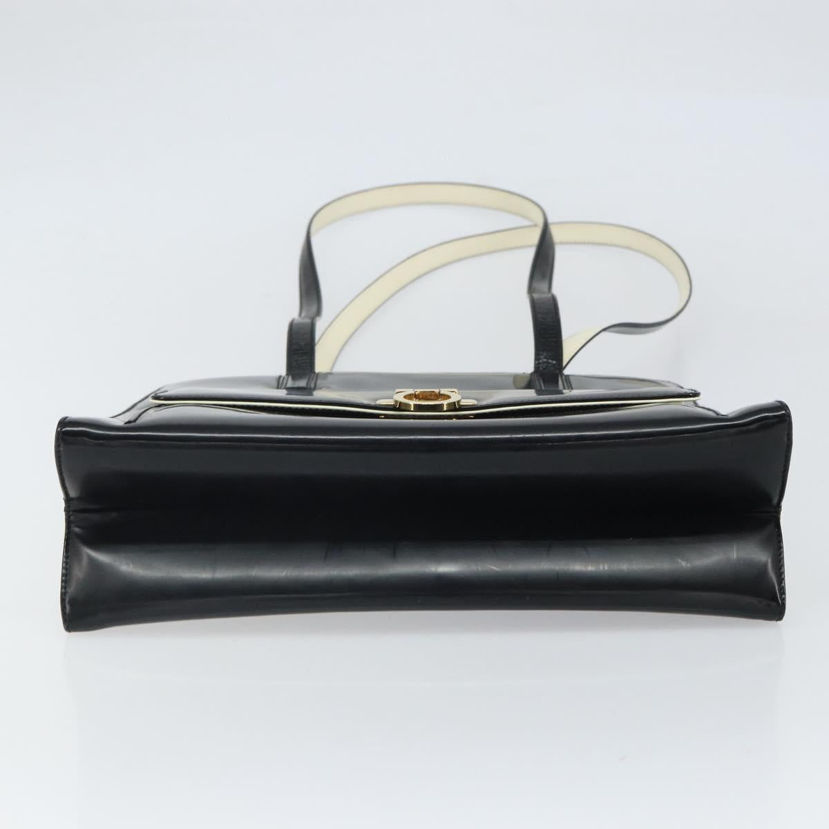 Salvatore Ferragamo Gancini Tote Bag Patent leather Black Gold Auth ka1865