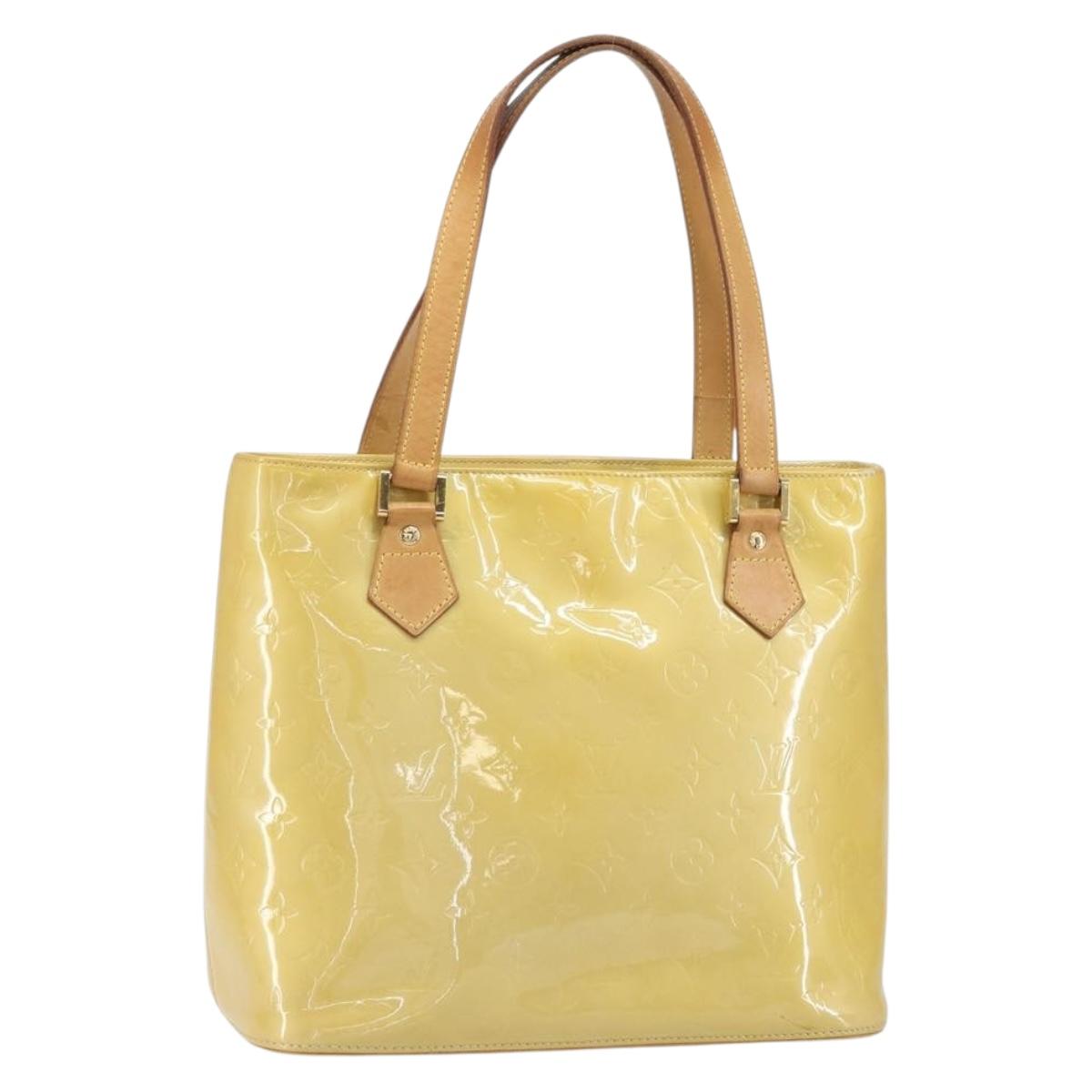 LOUIS VUITTON Monogram Vernis Houston Hand Bag Beige M91004 LV Auth ka1869