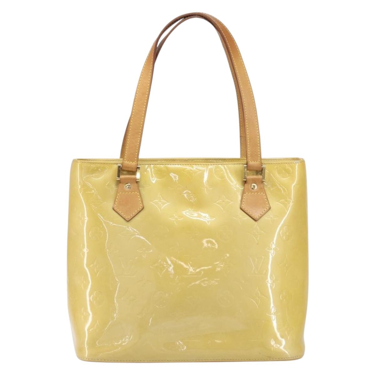 LOUIS VUITTON Monogram Vernis Houston Hand Bag Beige M91004 LV Auth ka1869