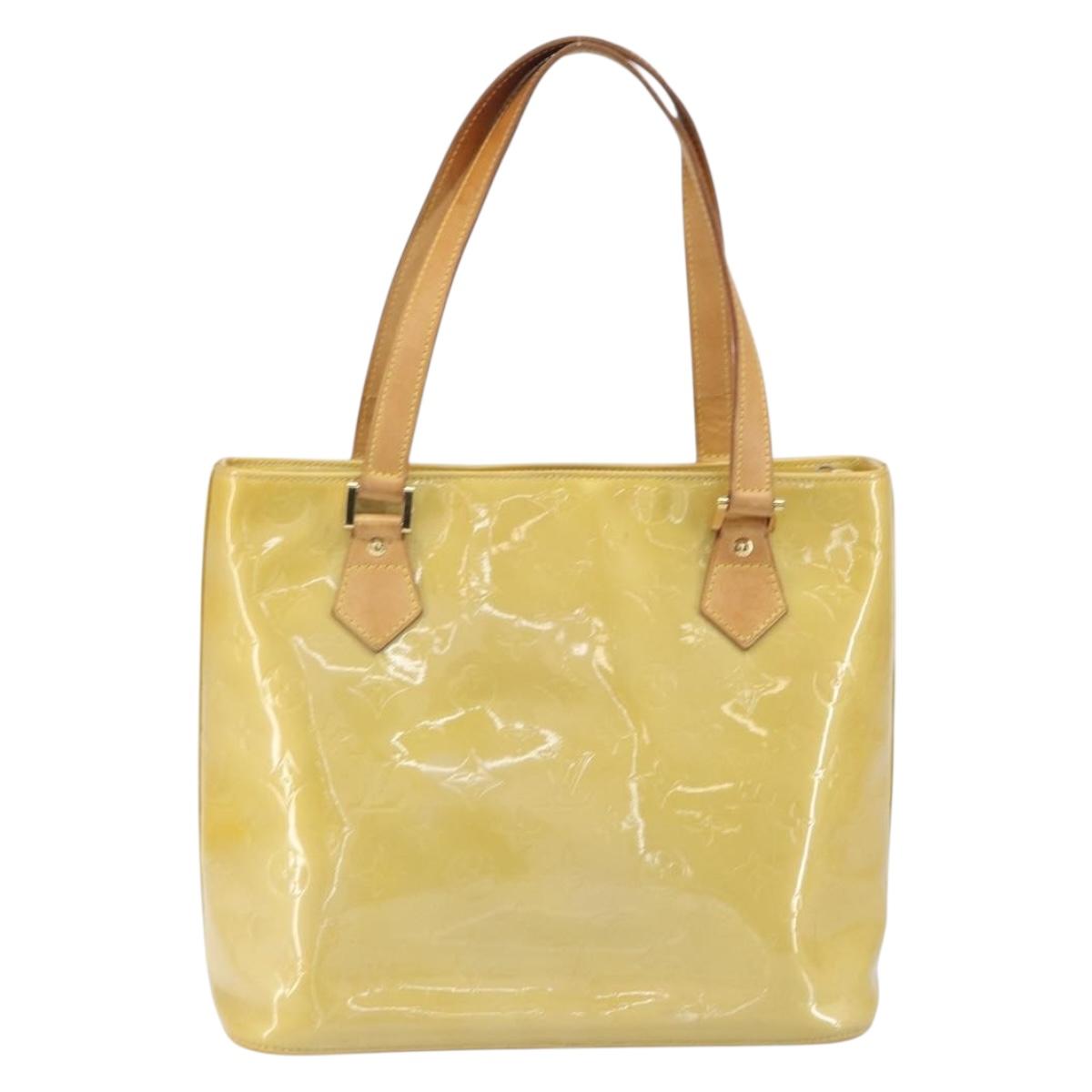 LOUIS VUITTON Monogram Vernis Houston Hand Bag Beige M91004 LV Auth ka1869