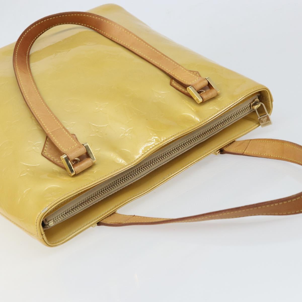 LOUIS VUITTON Monogram Vernis Houston Hand Bag Beige M91004 LV Auth ka1869