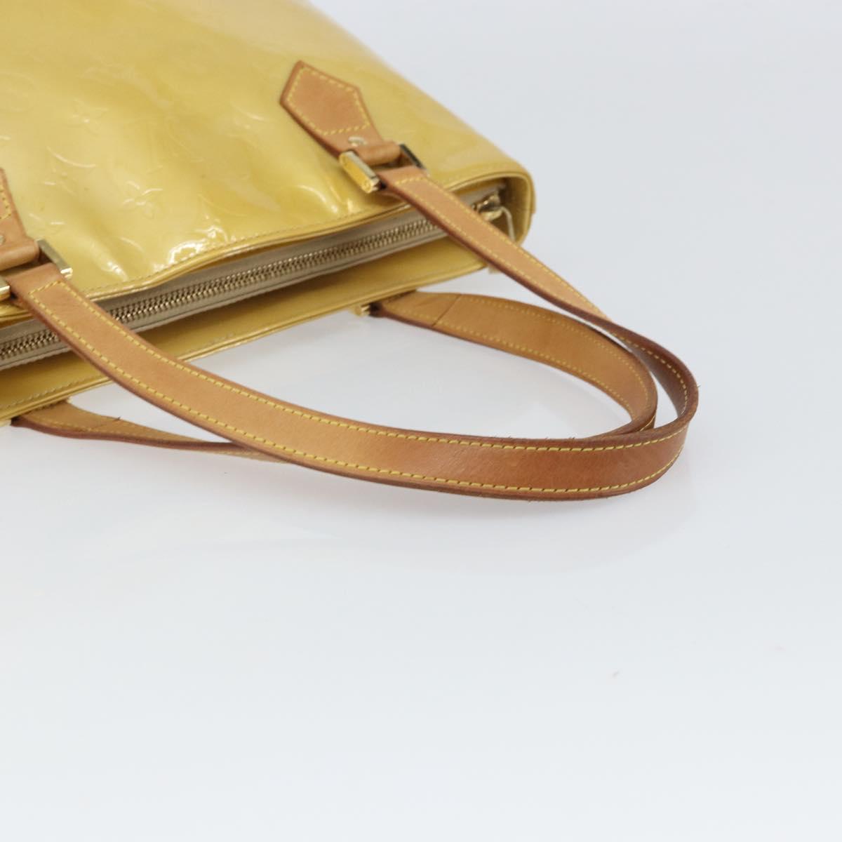 LOUIS VUITTON Monogram Vernis Houston Hand Bag Beige M91004 LV Auth ka1869