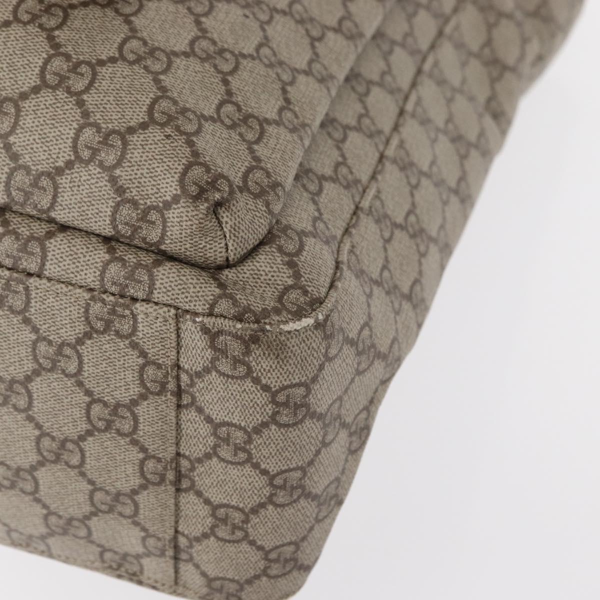 GUCCI GG Supreme Tote Bag PVC Beige Silver 141196 Auth ka187