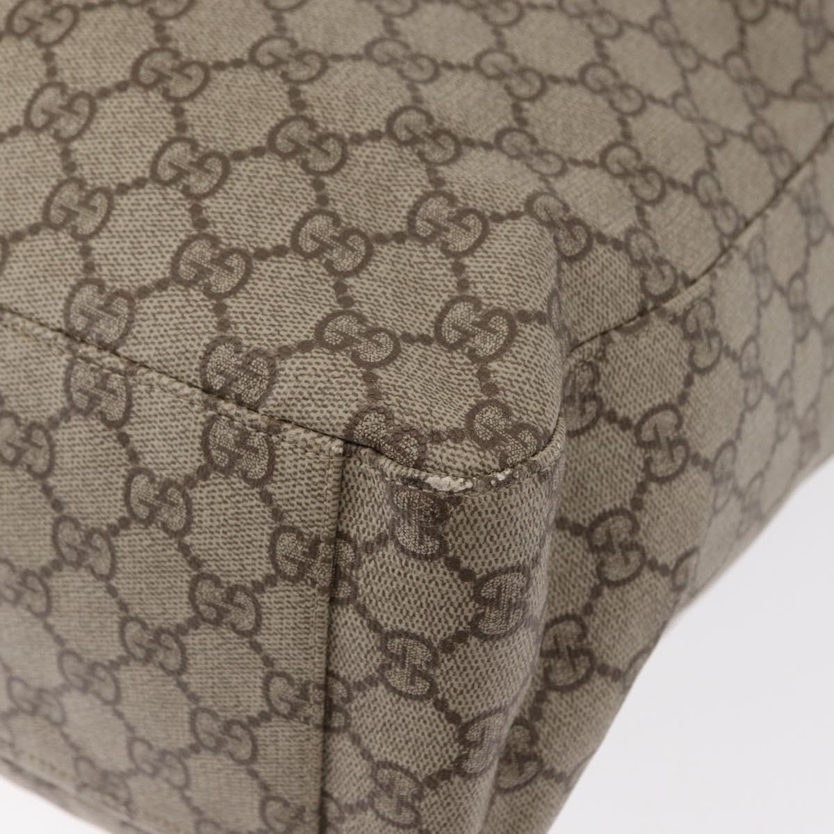 GUCCI GG Supreme Tote Bag PVC Beige Silver 141196 Auth ka187