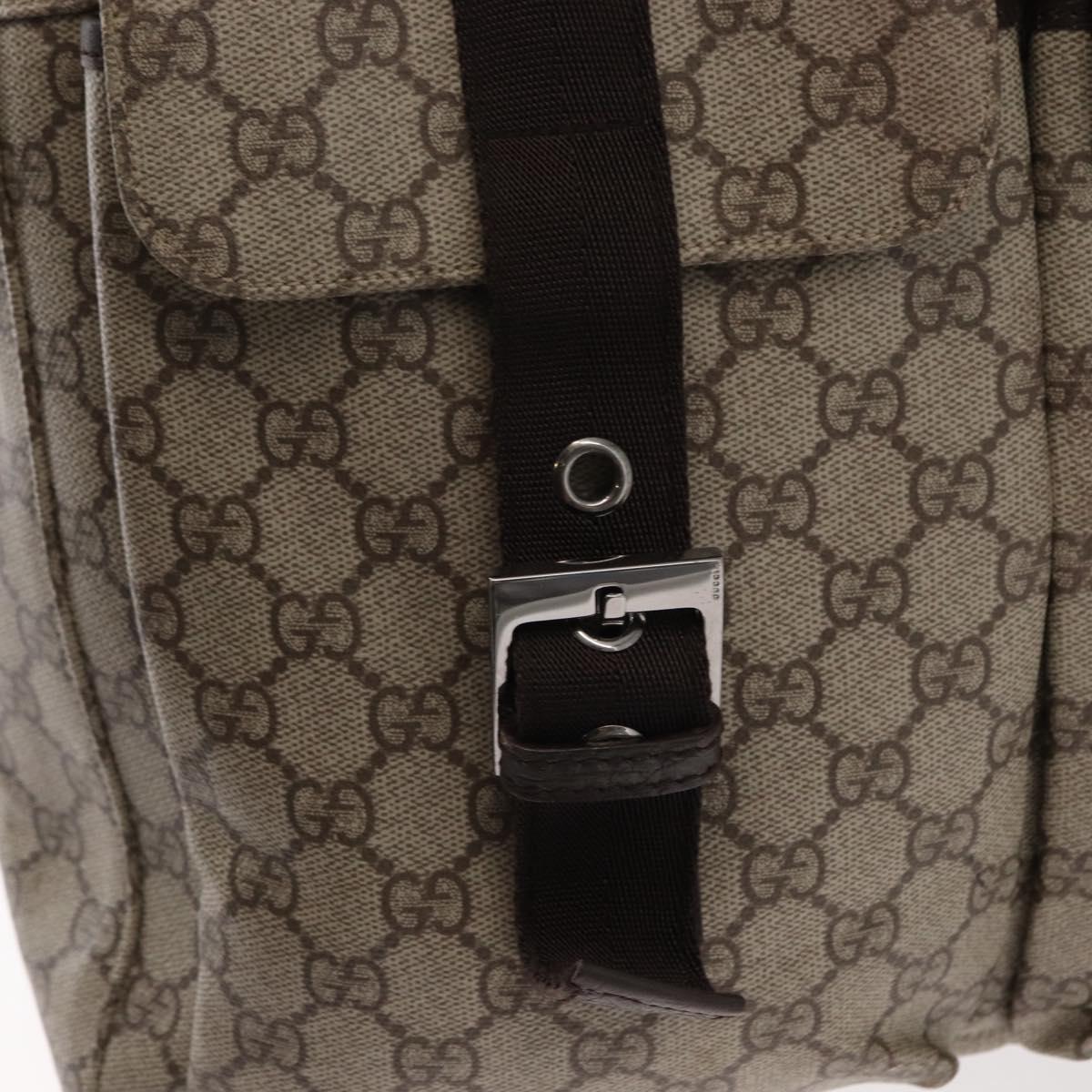 GUCCI GG Supreme Tote Bag PVC Beige Silver 141196 Auth ka187