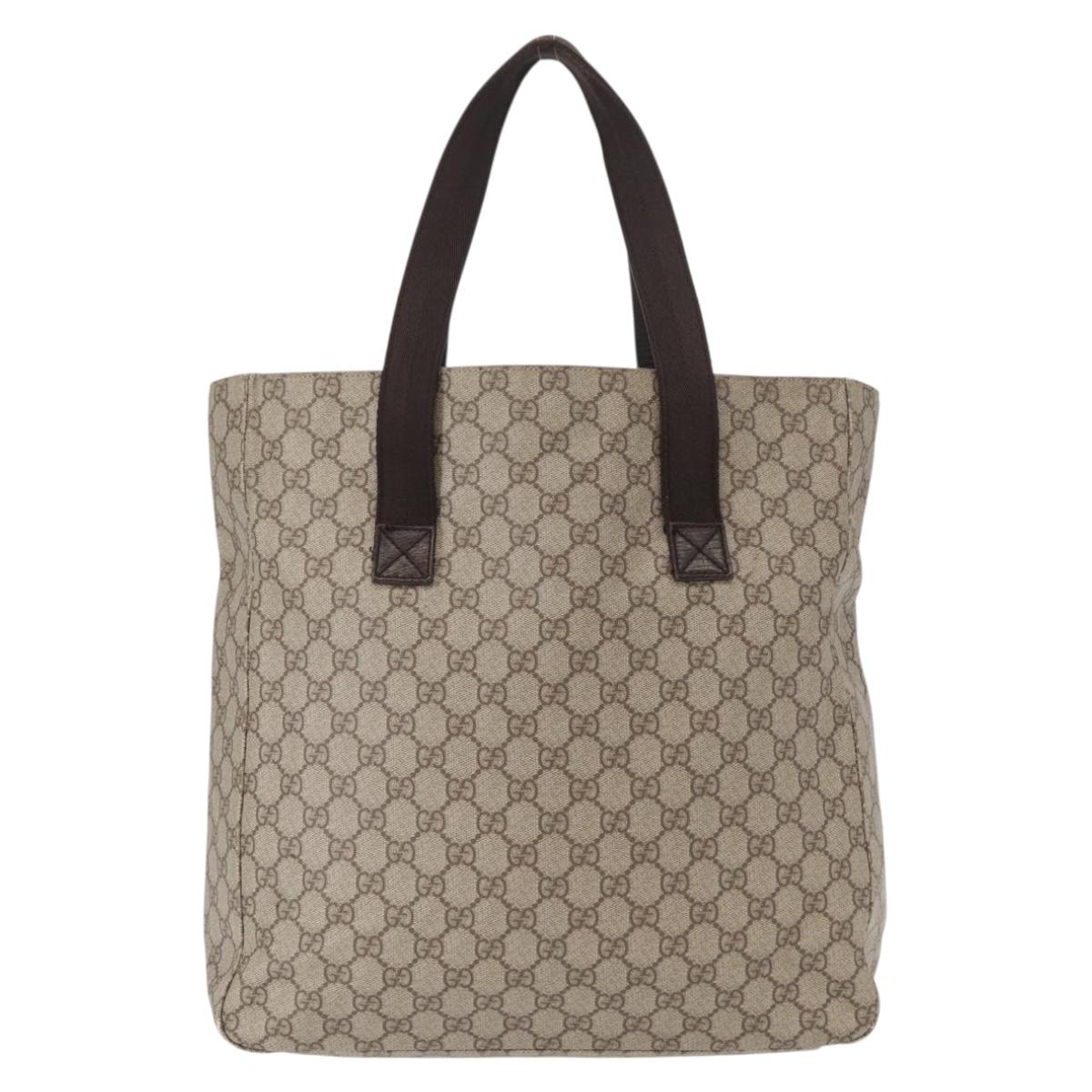 GUCCI GG Supreme Tote Bag PVC Beige Silver 141196 Auth ka187