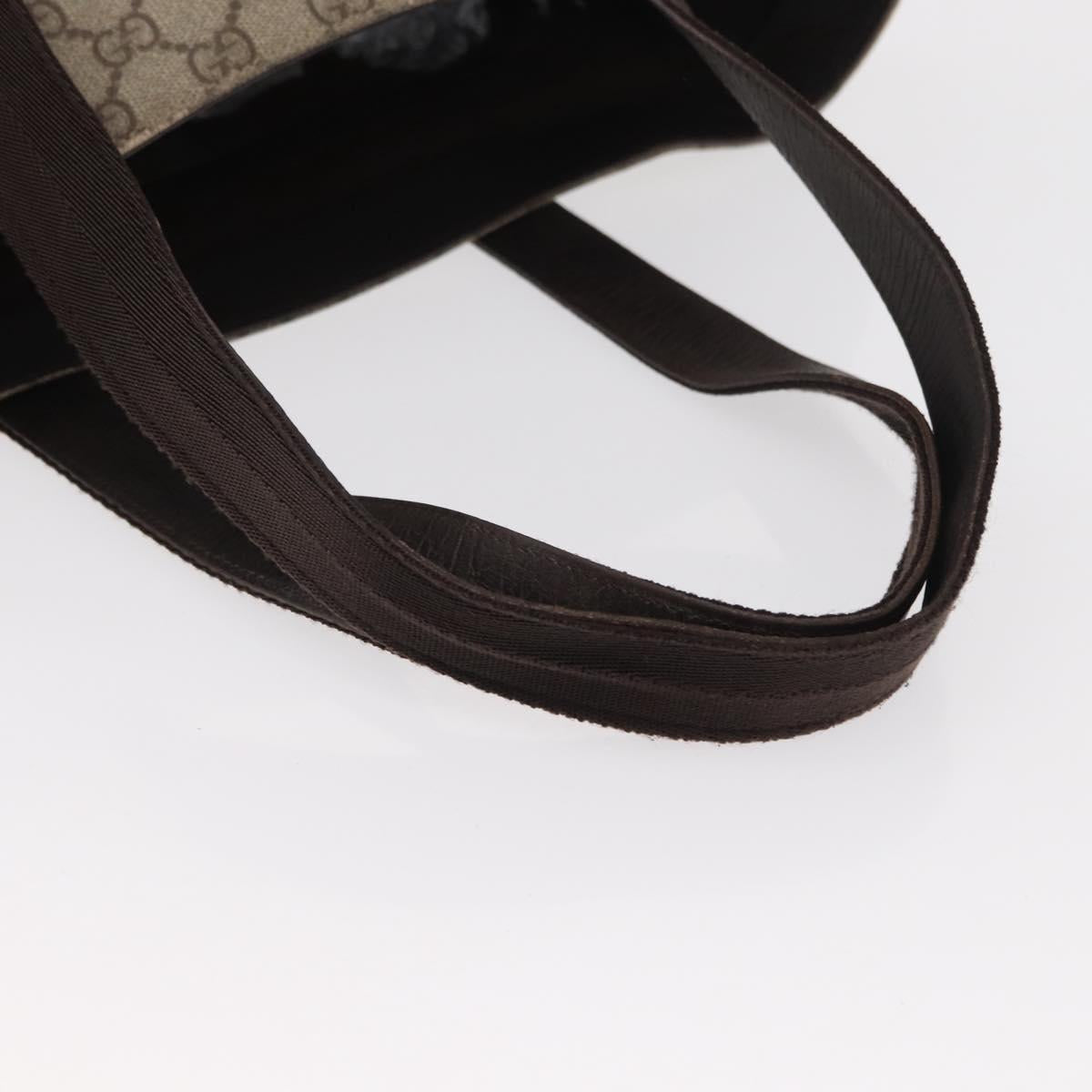 GUCCI GG Supreme Tote Bag PVC Beige Silver 141196 Auth ka187