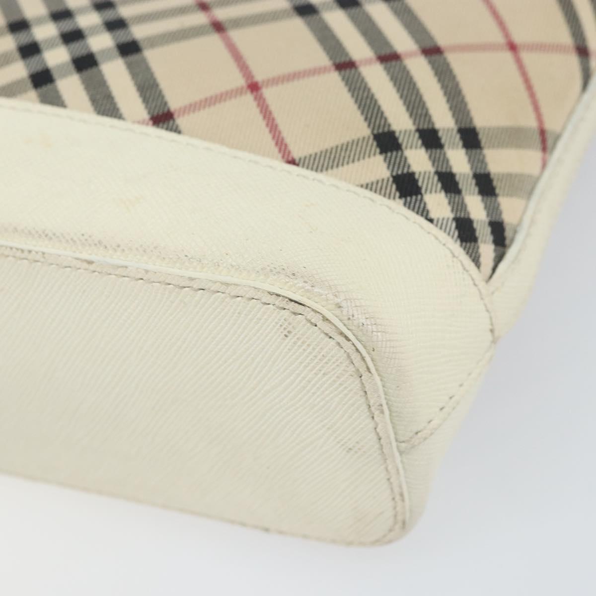 BURBERRY Nova Check Shoulder Bag Canvas Leather Beige Silver Auth ka1870