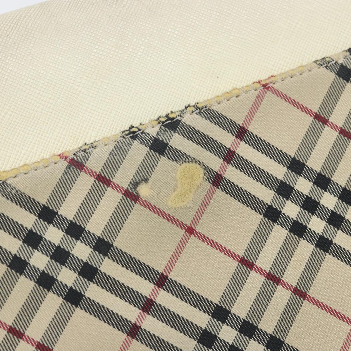 BURBERRY Nova Check Shoulder Bag Canvas Leather Beige Silver Auth ka1870