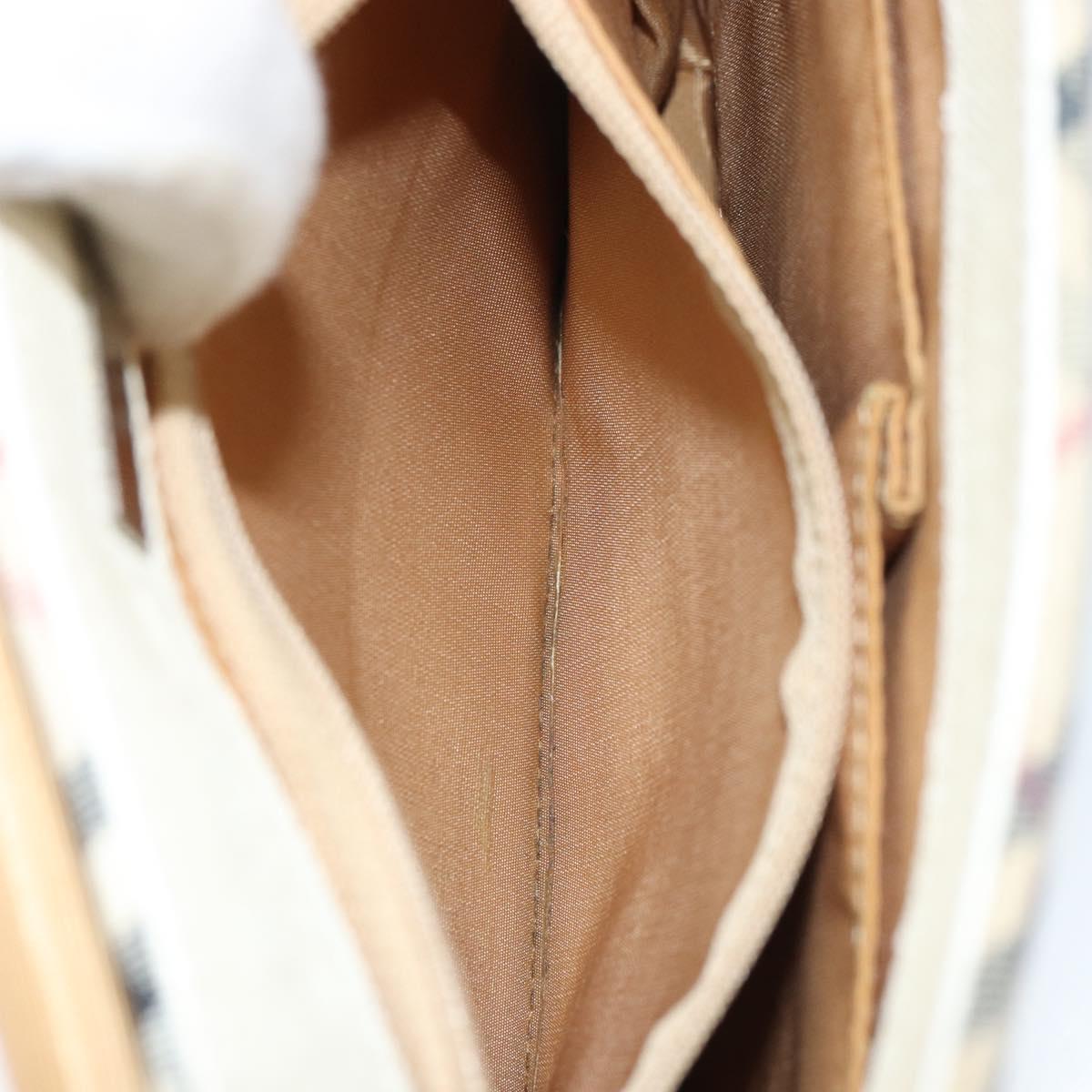 BURBERRY Nova Check Shoulder Bag Canvas Leather Beige Silver Auth ka1870