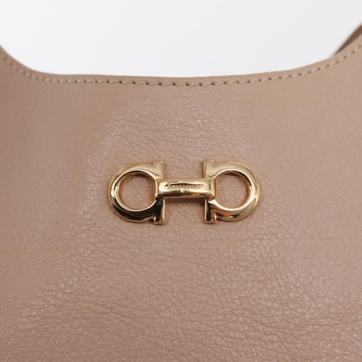 Salvatore Ferragamo Gancini Hand Bag Leather Pink Gold Auth ka1877V