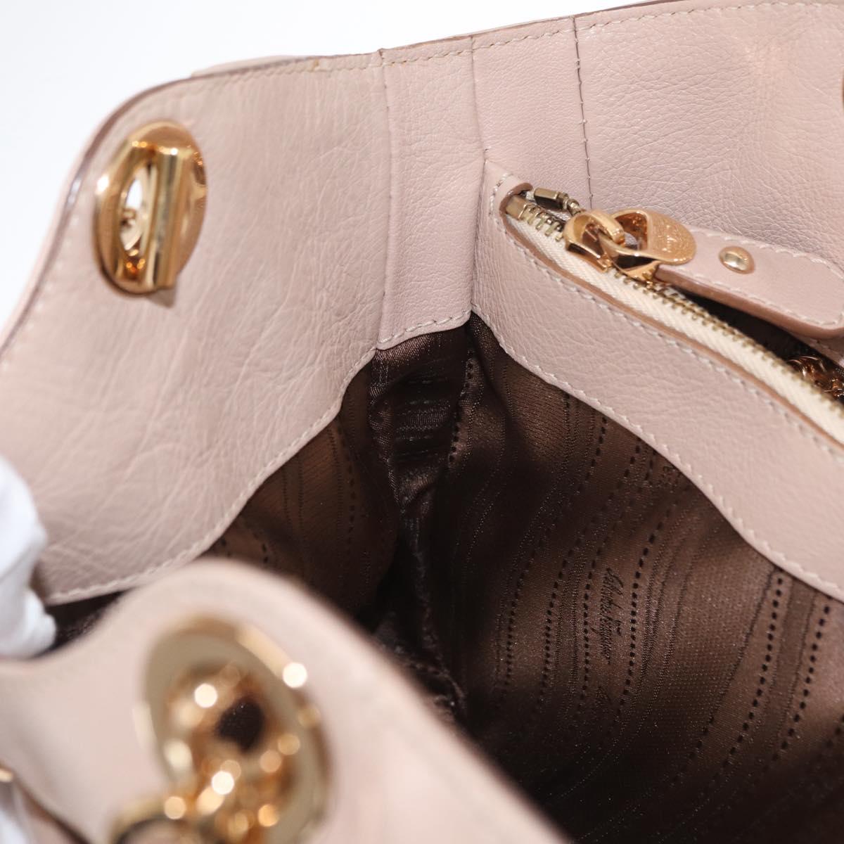 Salvatore Ferragamo Gancini Hand Bag Leather Pink Gold Auth ka1877V