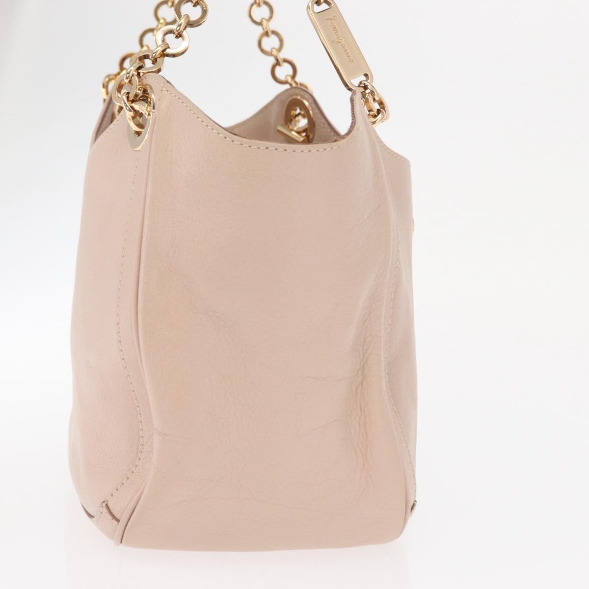 Salvatore Ferragamo Gancini Hand Bag Leather Pink Gold Auth ka1877V