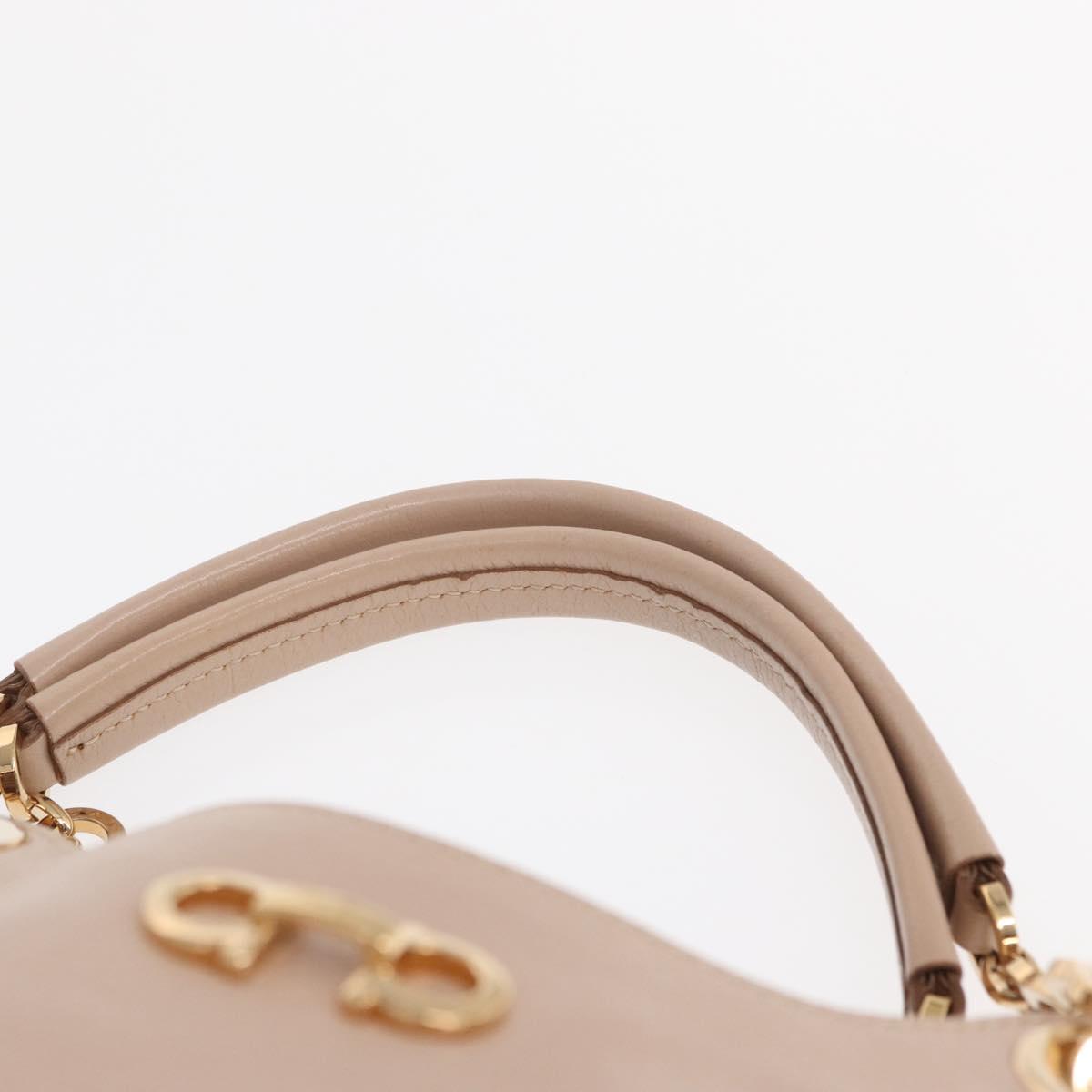 Salvatore Ferragamo Gancini Hand Bag Leather Pink Gold Auth ka1877V