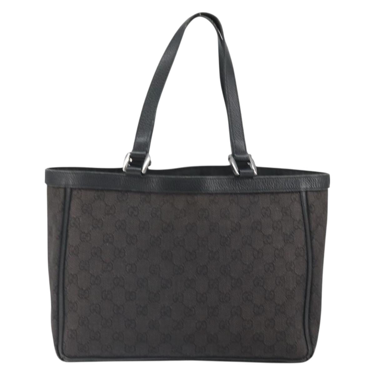 GUCCI GG Canvas Hand Bag Black Silver 268639 Auth ka1878