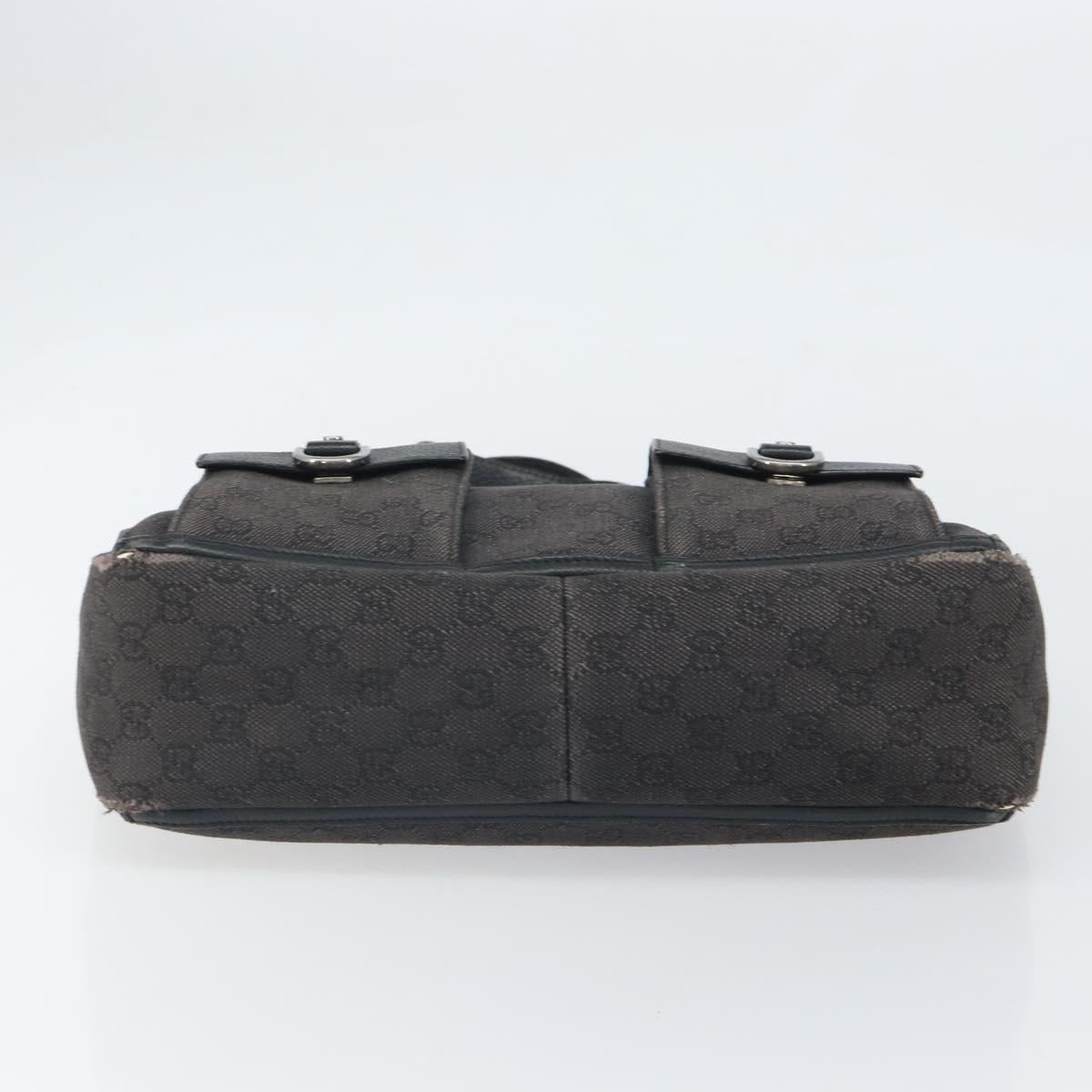 GUCCI GG Canvas Hand Bag Black Silver 268639 Auth ka1878