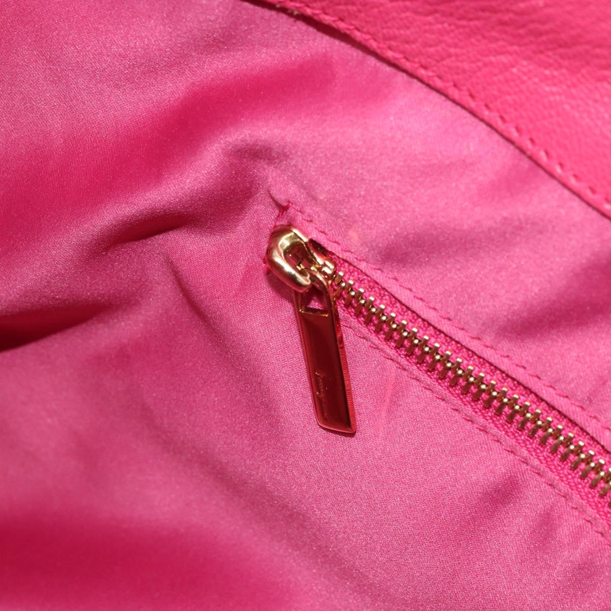 Salvatore Ferragamo Gancini Tote Bag Leather Pink Gold Auth ka1890V