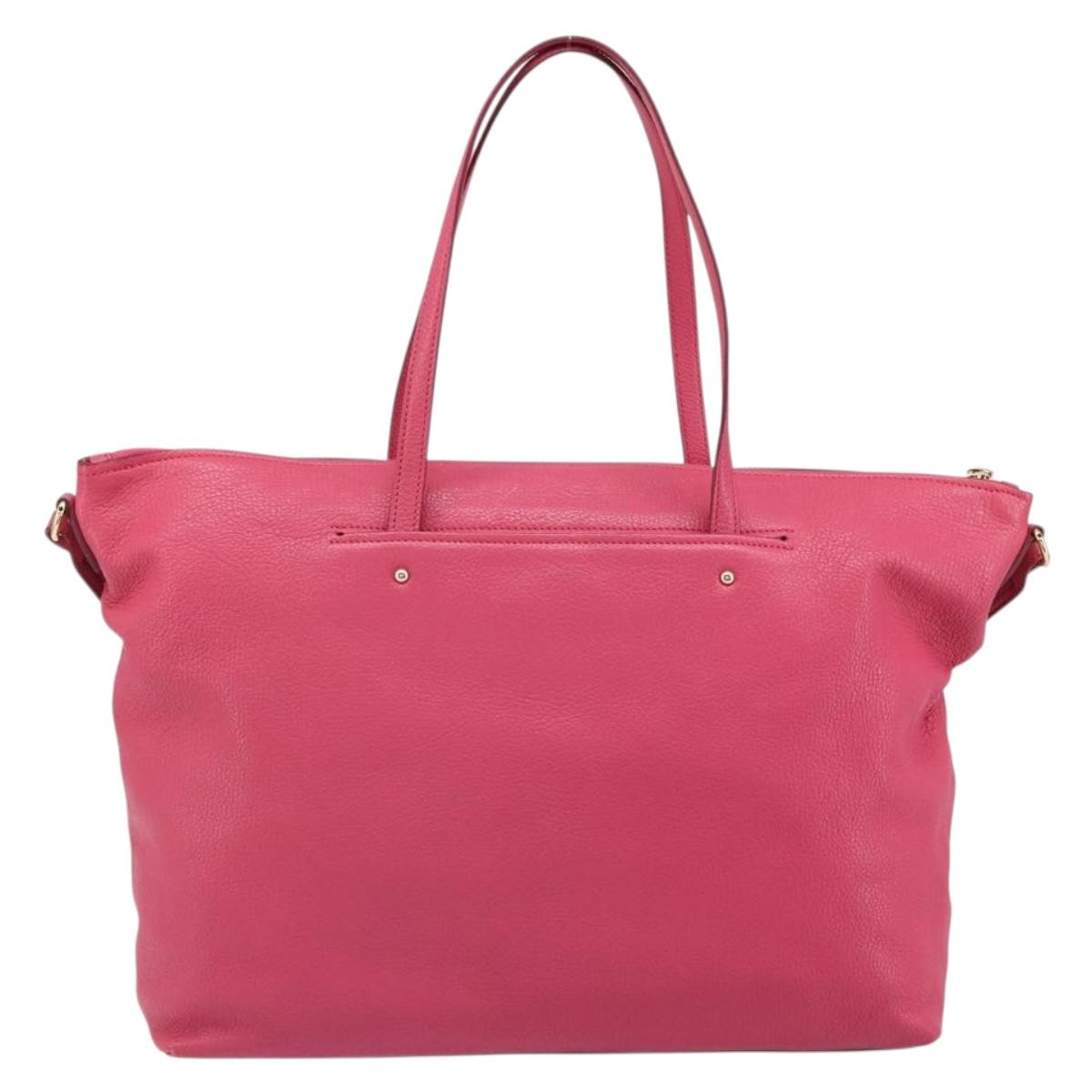 Salvatore Ferragamo Gancini Tote Bag Leather Pink Gold Auth ka1890V
