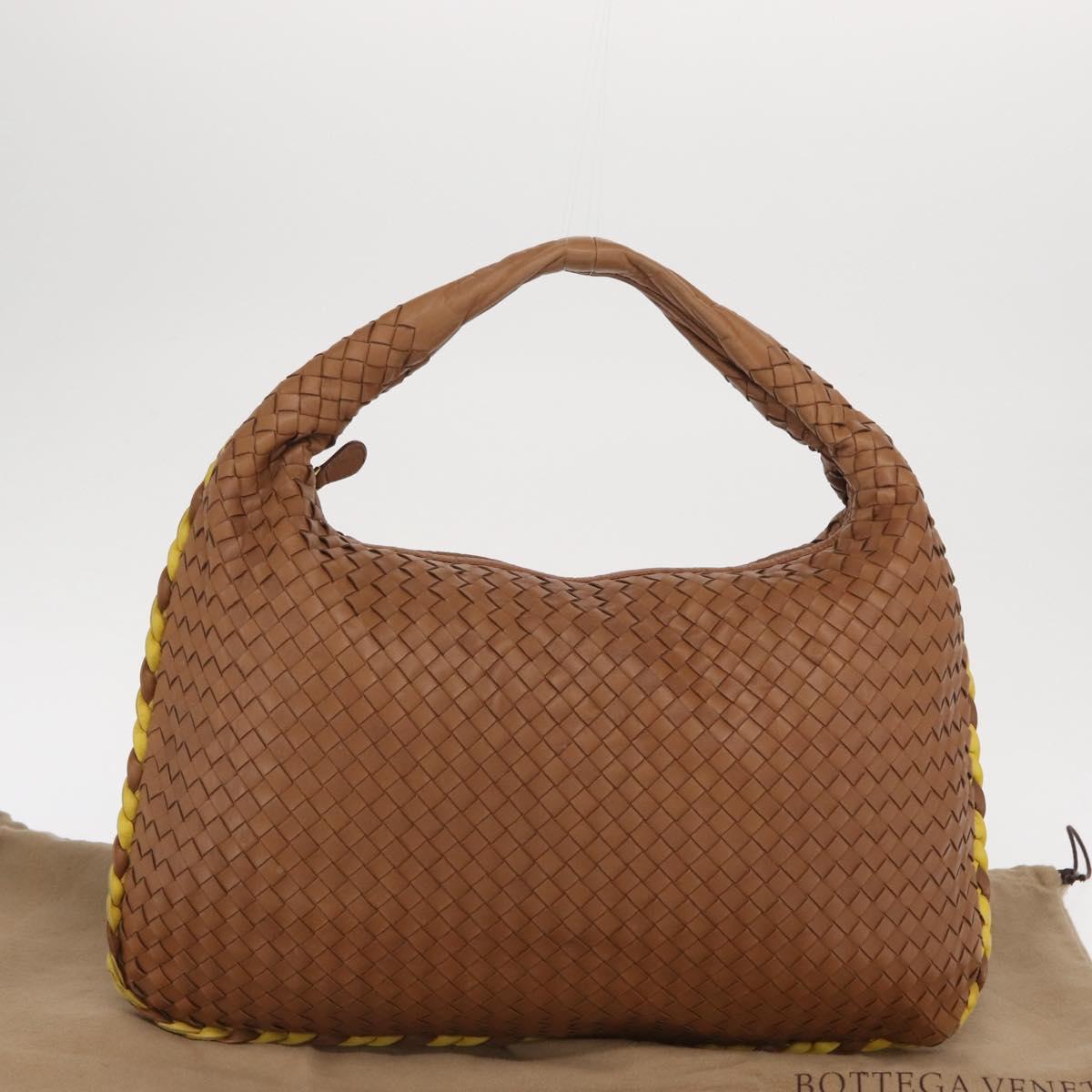 BOTTEGAVENETA INTRECCIATO Shoulder Bag Leather Beige Gold 115654 Auth ka1891SAV