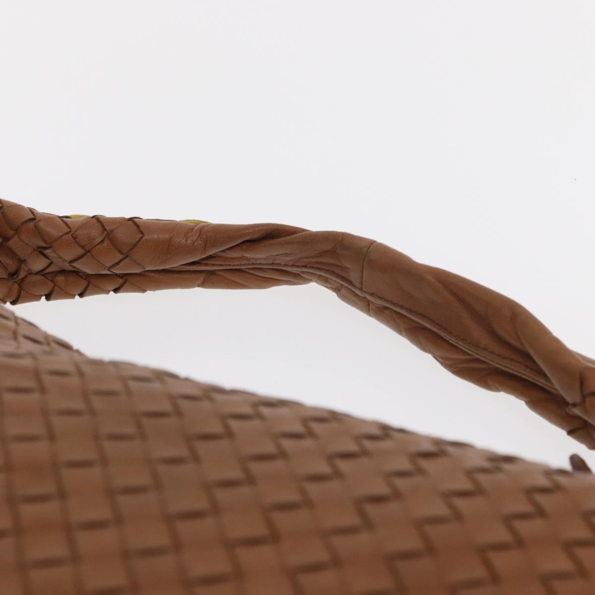 BOTTEGAVENETA INTRECCIATO Shoulder Bag Leather Beige Gold 115654 Auth ka1891SAV